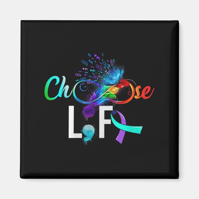 Butterfly Semicolon Choose Life Awareness Magnet (Front)