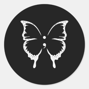 Butterfly Semicolon Mental Health Awareness  Classic Round Sticker
