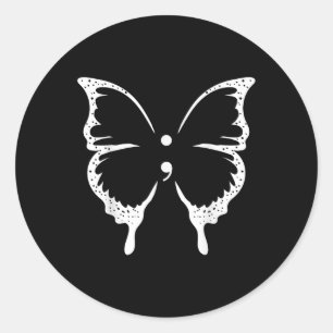 Butterfly Semicolon Mental Health Awareness  Classic Round Sticker