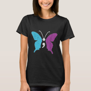 Butterfly Semicolon Purple & Teal Suicide Prev T-Shirt