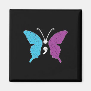 Butterfly Semicolon Purple And Teal Suicide Preven Magnet