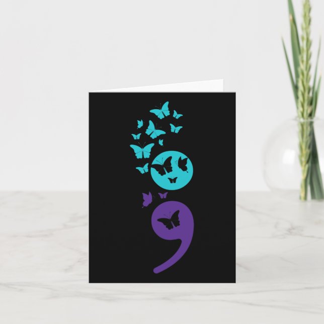 Butterfly Semicolon Suicide Awareness Mental Healt Card (Front)