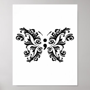 Butterfly Semicolon Suicide Awareness Prevention T Poster