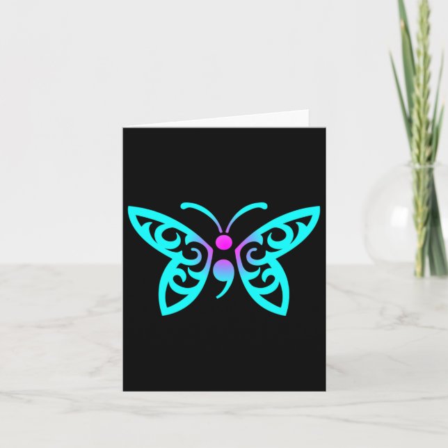 Butterfly Semicolon Warrior Suicide Prevention Awa Card (Front)