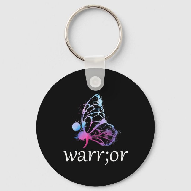 Butterfly Semicolon Warrior Suicide Prevention Awa Key Ring (Front)