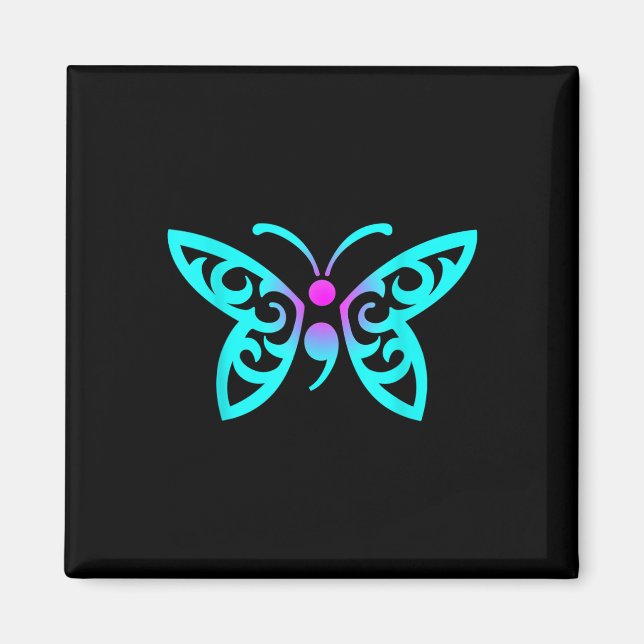 Butterfly Semicolon Warrior Suicide Prevention Awa Magnet (Front)
