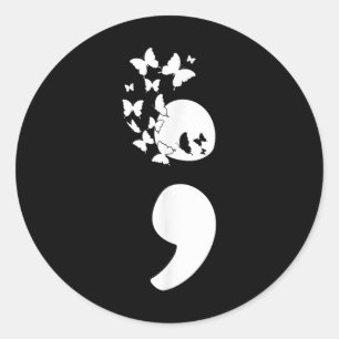 Butterfly Semicolon You Mental Health Awareness Classic Round Sticker