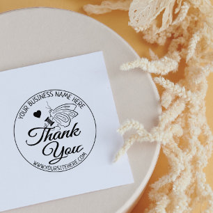Butterfly Sewing Business Thank You  Rubber Stamp