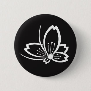 Butterfly-shaped shadowed Cherry blossom 6 Cm Round Badge