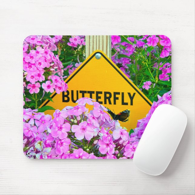 Butterfly Sign In a Phlox Garden Mouse Pad (With Mouse)
