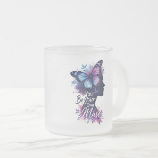 butterfly silhouette,self-discovery,be your own mu frosted glass coffee mug