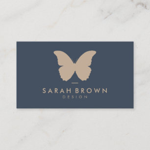 Butterfly Simple Logo Navy Business Card