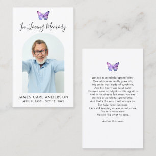 Butterfly Simple Photo Arch Memorial Prayer Card