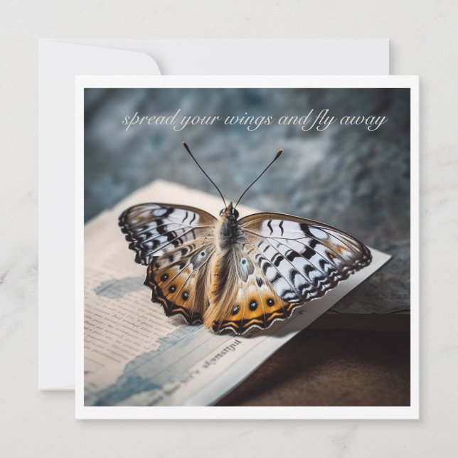 Butterfly sitting on open book, customisable (Front)