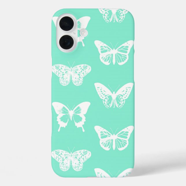 Butterfly sketch, aqua and white Case-Mate iPhone case (Back)