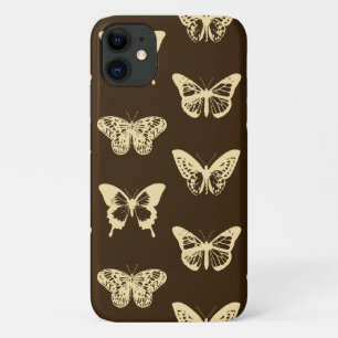 Butterfly sketch, beige on chocolate brown Case-Mate iPhone case