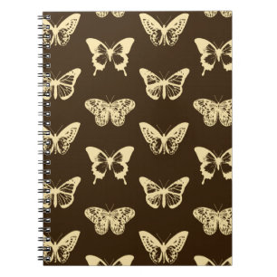 Butterfly sketch, beige on chocolate brown notebook