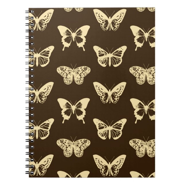 Butterfly sketch, beige on chocolate brown notebook (Front)