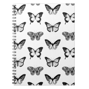 Butterfly sketch, black and white notebook