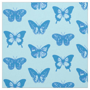 Butterfly sketch, cerulean and sky blue fabric