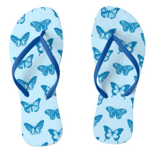 Butterfly sketch, cerulean and sky blue jandals