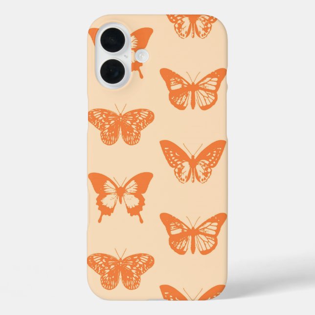 Butterfly sketch, coral orange Case-Mate iPhone case (Back)