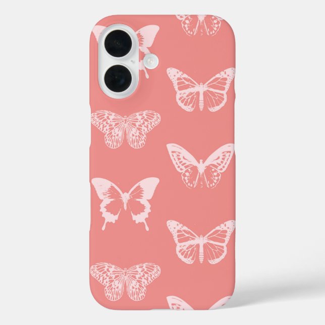 Butterfly sketch, coral pink Case-Mate iPhone case (Back)