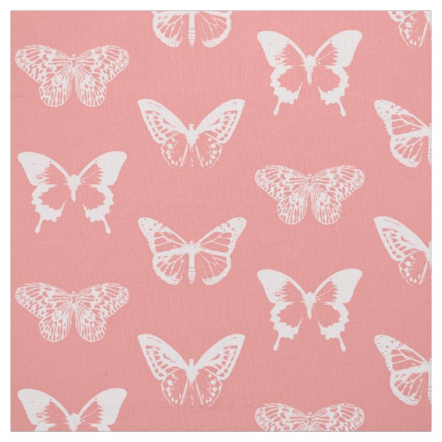 Butterfly sketch, coral pink fabric (Swatch)