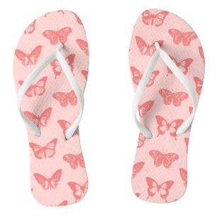 Butterfly sketch, coral pink jandals