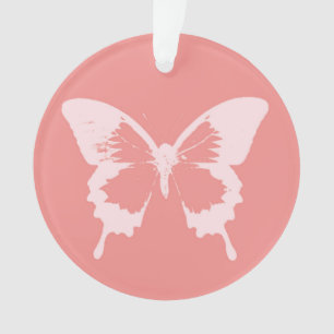 Butterfly sketch, coral pink ornament