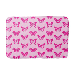 Butterfly sketch, light pink and fuchsia bath mat
