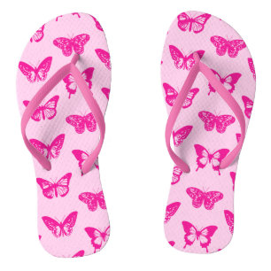 Butterfly sketch, light pink and fuchsia jandals