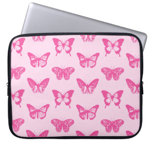 Butterfly sketch, light pink and fuchsia laptop sleeve