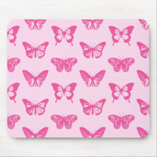 Butterfly sketch, light pink and fuchsia mouse pad