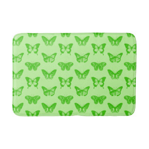 Butterfly sketch,  lime green bath mat