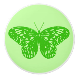 Butterfly sketch, lime green ceramic knob