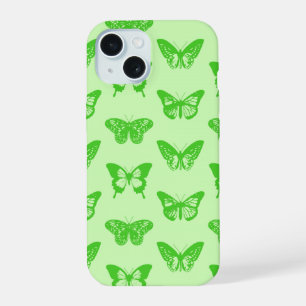 Butterfly sketch, lime green iPhone 15 case