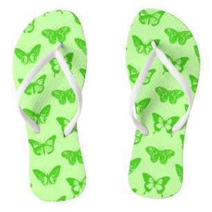 Butterfly sketch, lime green jandals
