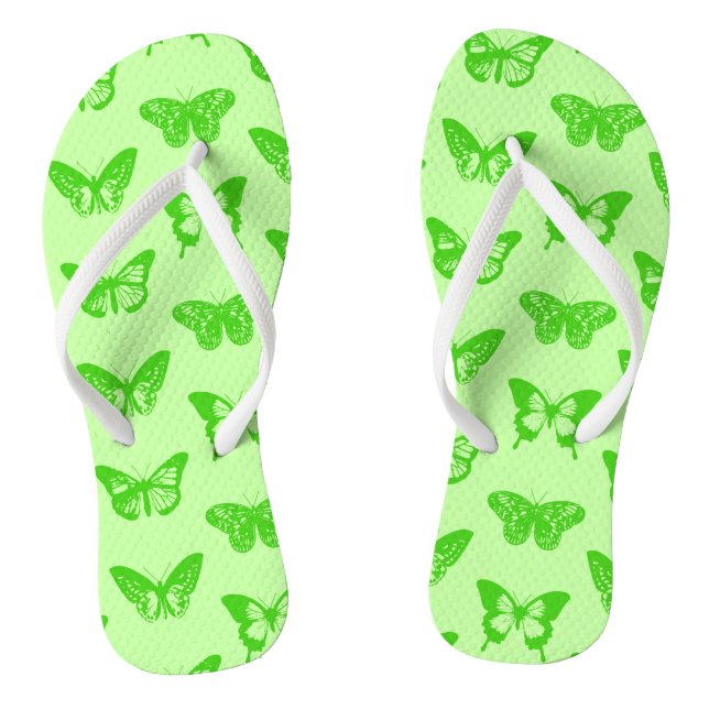 Butterfly sketch,  lime green jandals (Footbed)