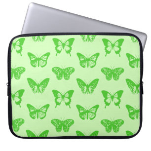 Butterfly sketch, lime green laptop sleeve