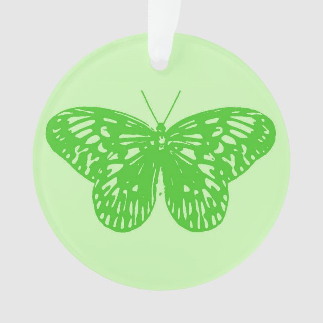 Butterfly sketch,  lime green ornament (Front)