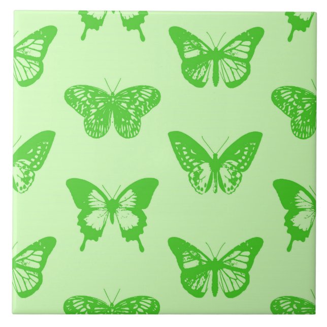 Butterfly sketch,  lime green tile (Front)