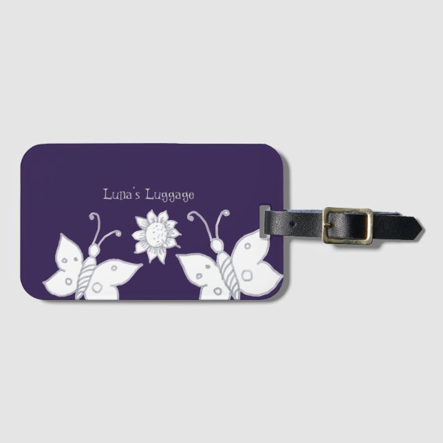 Butterfly Sketch Luggage Tag (Front Horizontal)