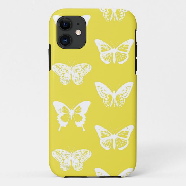 Butterfly sketch, mustard gold and white Case-Mate iPhone case (Back)