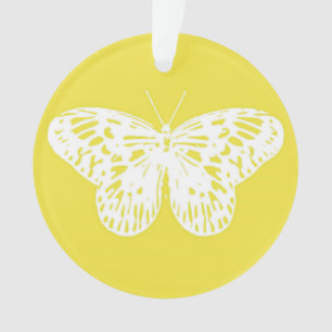 Butterfly sketch, mustard gold and white ornament