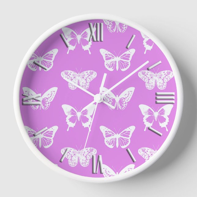 Butterfly sketch, orchid and white clock (Front)
