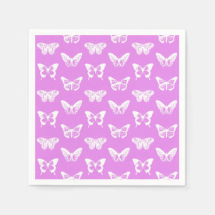 Butterfly sketch, orchid and white napkin