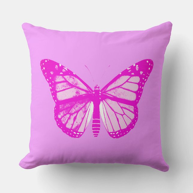 Butterfly sketch, orchid pink cushion (Front)