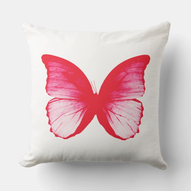 Butterfly sketch, rose red cushion (Front)
