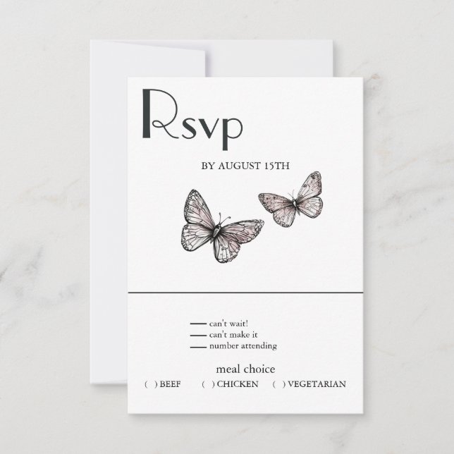 Butterfly Sketch  RSVP Card (Front)